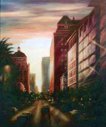 Sunrise on J Street, Acrylic painting on canvas