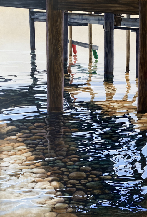 Tahoe Pier, Acrylic on Clayboard