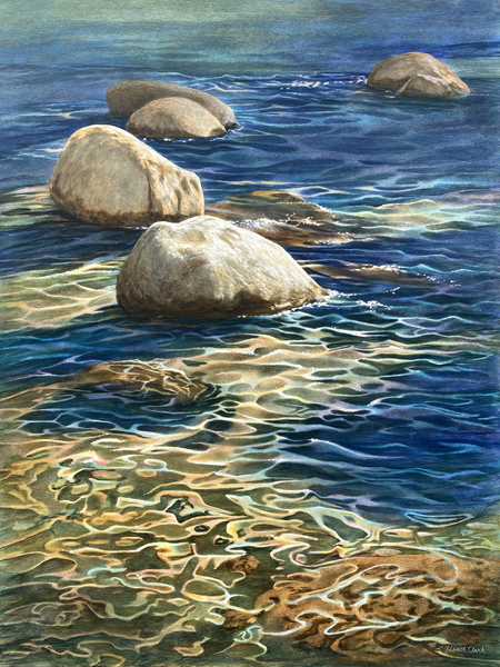 Tahoe Rocks, Acrylic on Clayboard